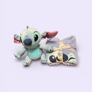 Disney Stitch Plush Toy with Women’s Pajama Set (Large)- Blue and White